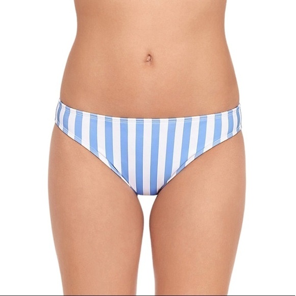 SO Junior's Low-Rise Hipster Swim Bottom, Blue & White Striped - Picture 1 of 3